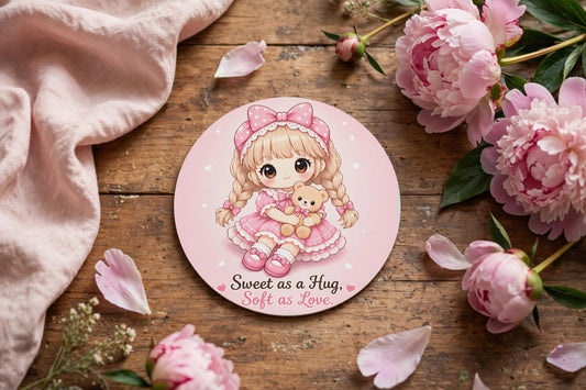 Acrylic Square Coaster – Sweet as a Hug, Soft as Love | Romantic Home Decor Gift