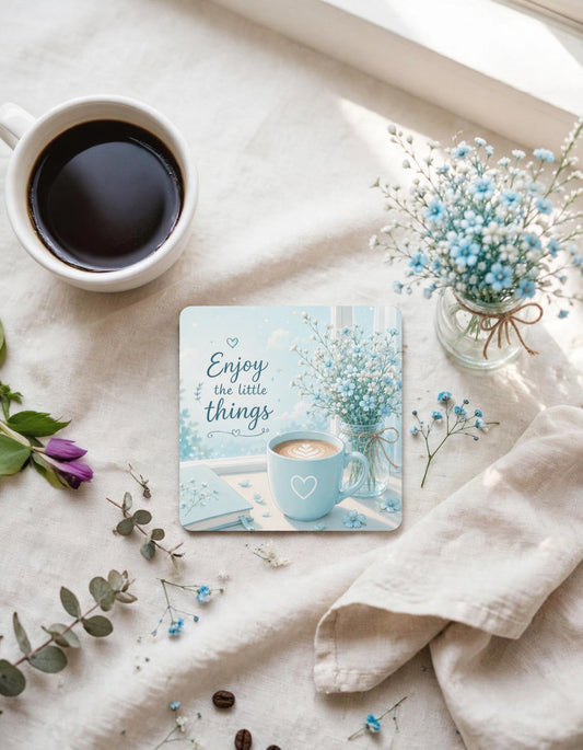 Acrylic Square Coaster – Enjoy the Little Things | Inspirational Home Decor Gift