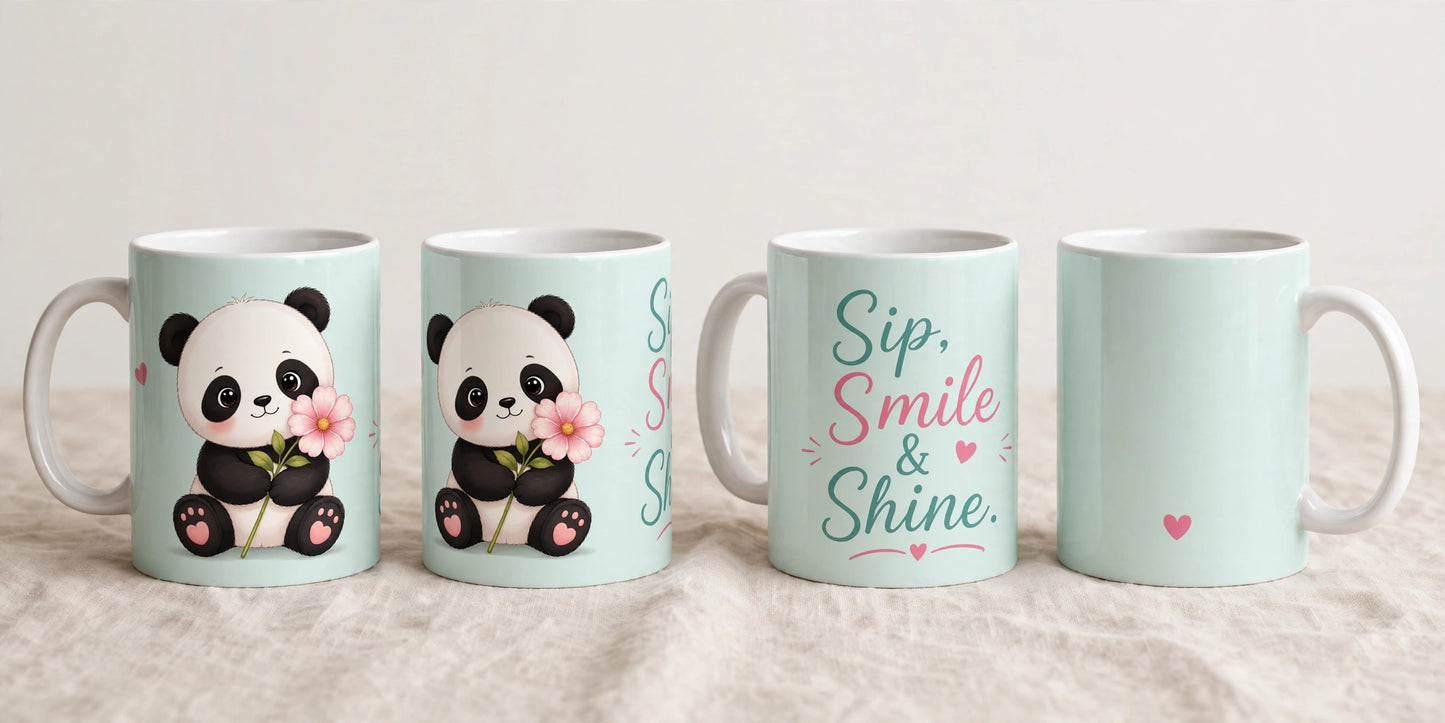 Personalised White Ceramic Coffee Mug – Sip, Smile and Shine | 11oz Gift
