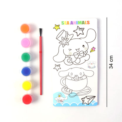 Kids Diy Colour Painting Kit With Cartoon Sketch Book (1 Set)