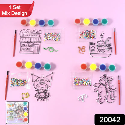 Kids Paint Coloring  Craft Activity Set With Beads (Mix Design 1 Set)