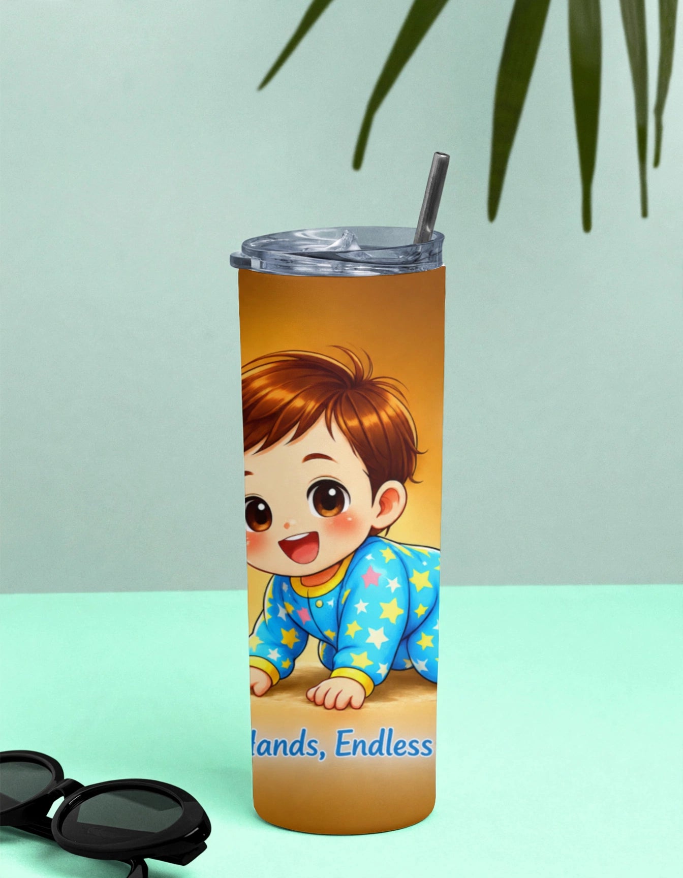 Kids Stainless Steel Tumbler With Straw – Stargazing Boy Dream Big Shine Bright | Inspirational Gift for Boys