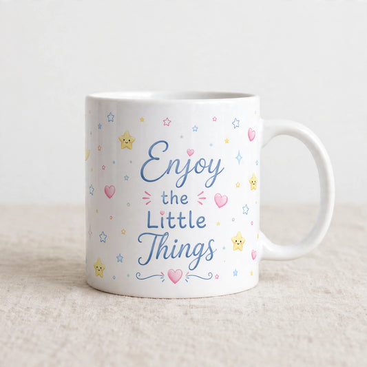 Personalised White Ceramic Coffee Mug – Enjoy the Little Things | 11oz Gift