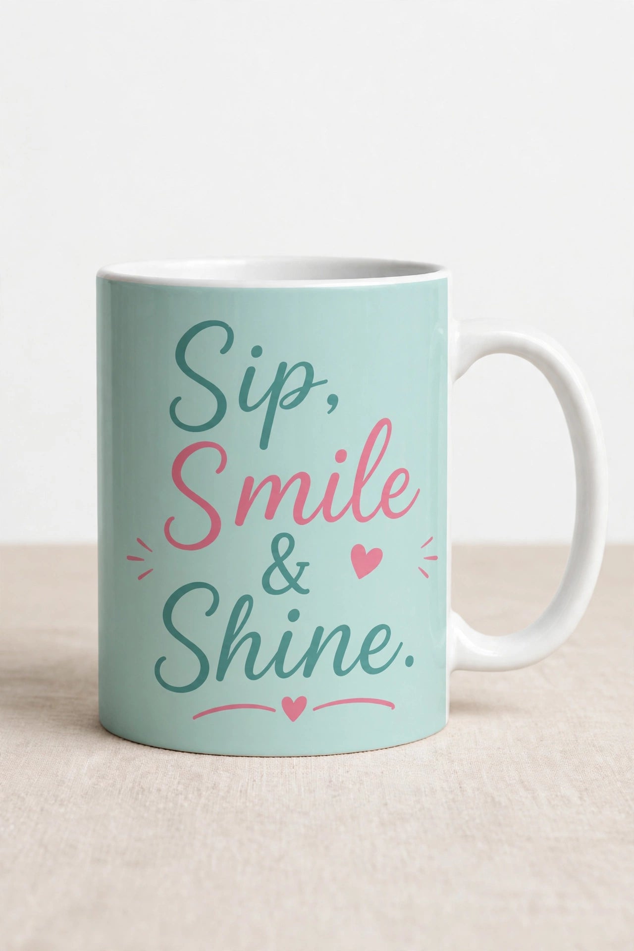 Personalised White Ceramic Coffee Mug – Sip, Smile and Shine | 11oz Gift