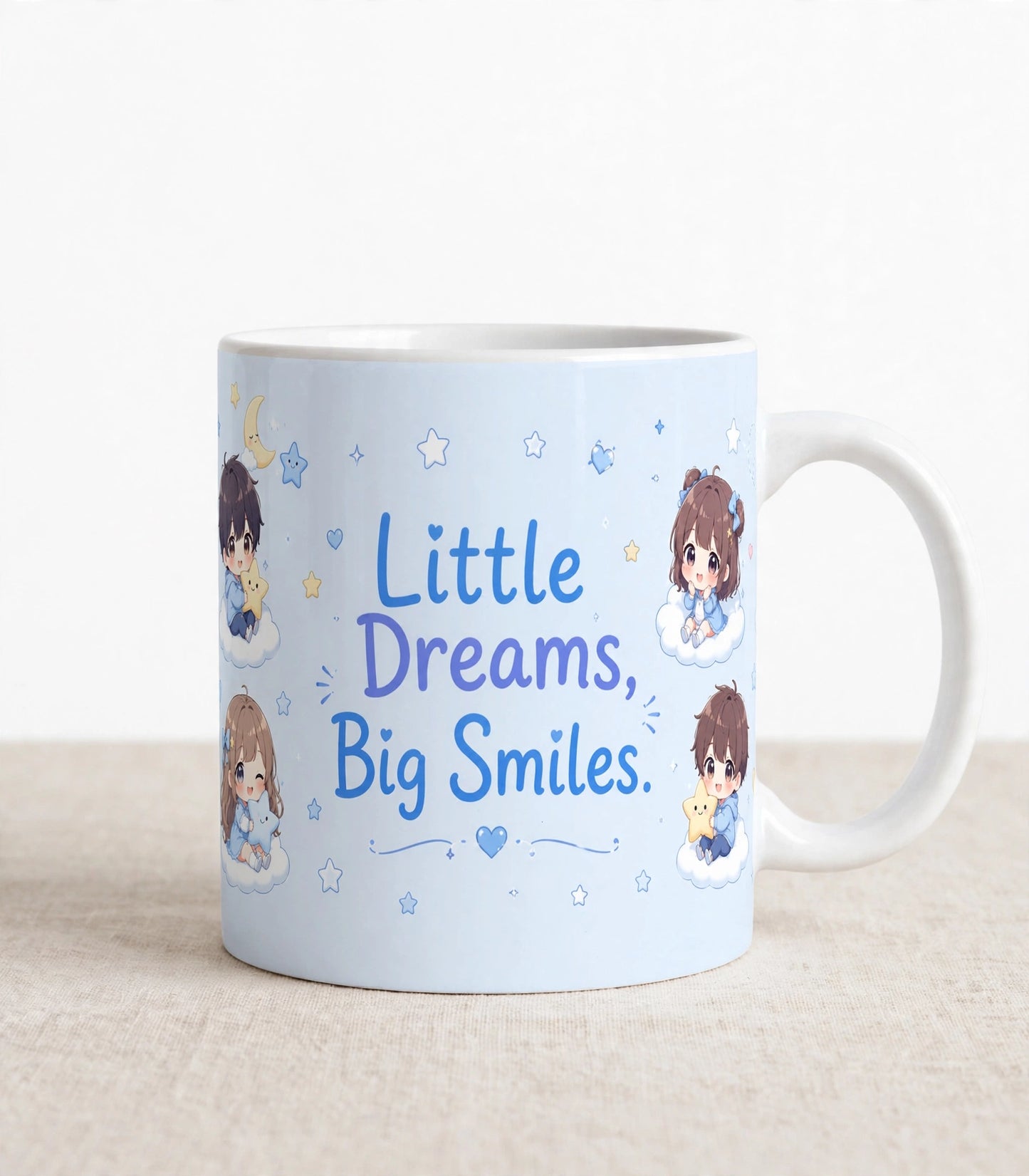 Personalised White Ceramic Coffee Mug – Little Dreams, Big Smiles | 11oz Kids Gift