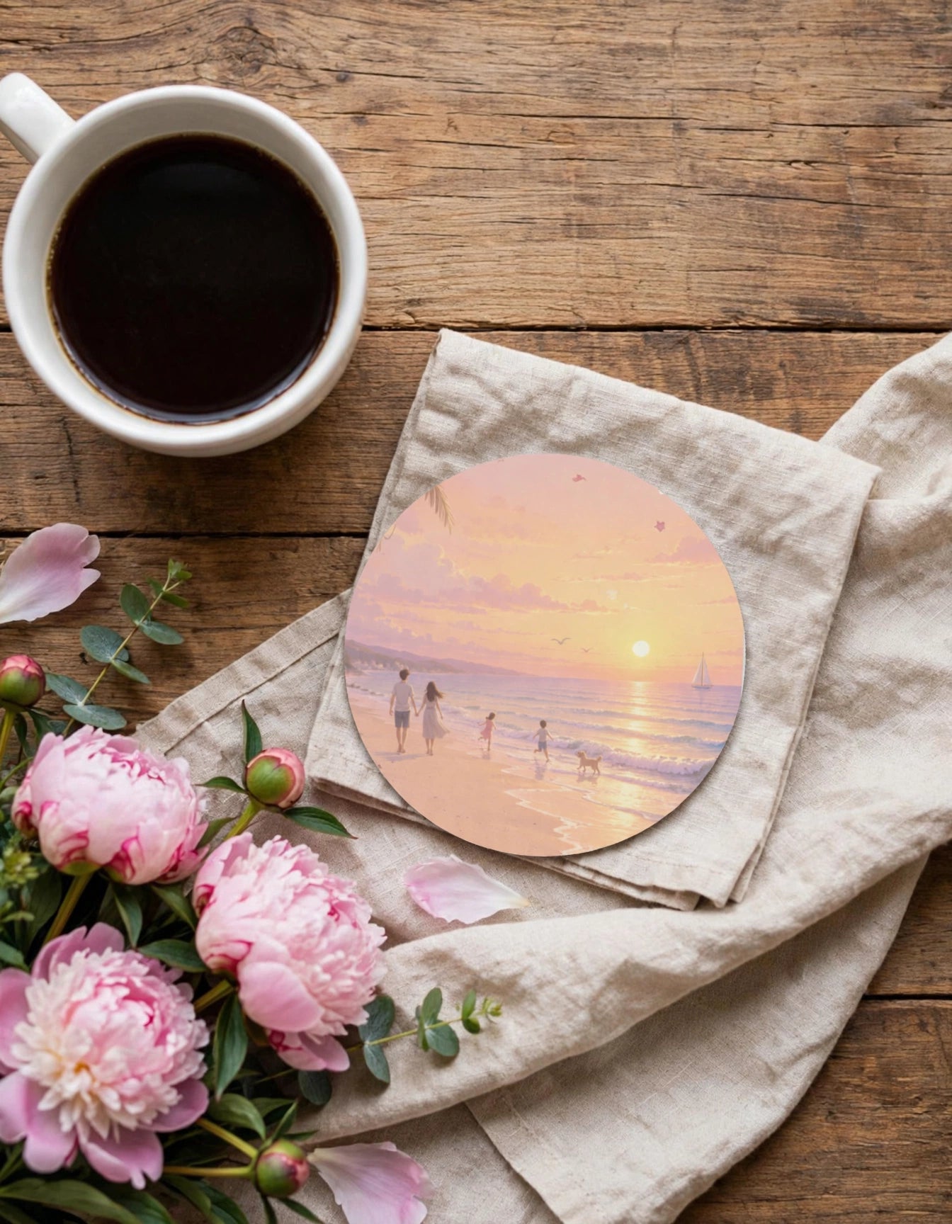 Acrylic Square Coaster – Sunset Beach | Scenic Home Decor Gift