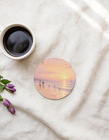 Acrylic Square Coaster – Sunset Beach | Scenic Home Decor Gift