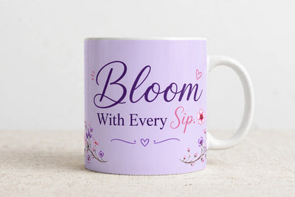 Personalised White Ceramic Coffee Mug – Bloom with Every Sip | 11oz Floral Gift