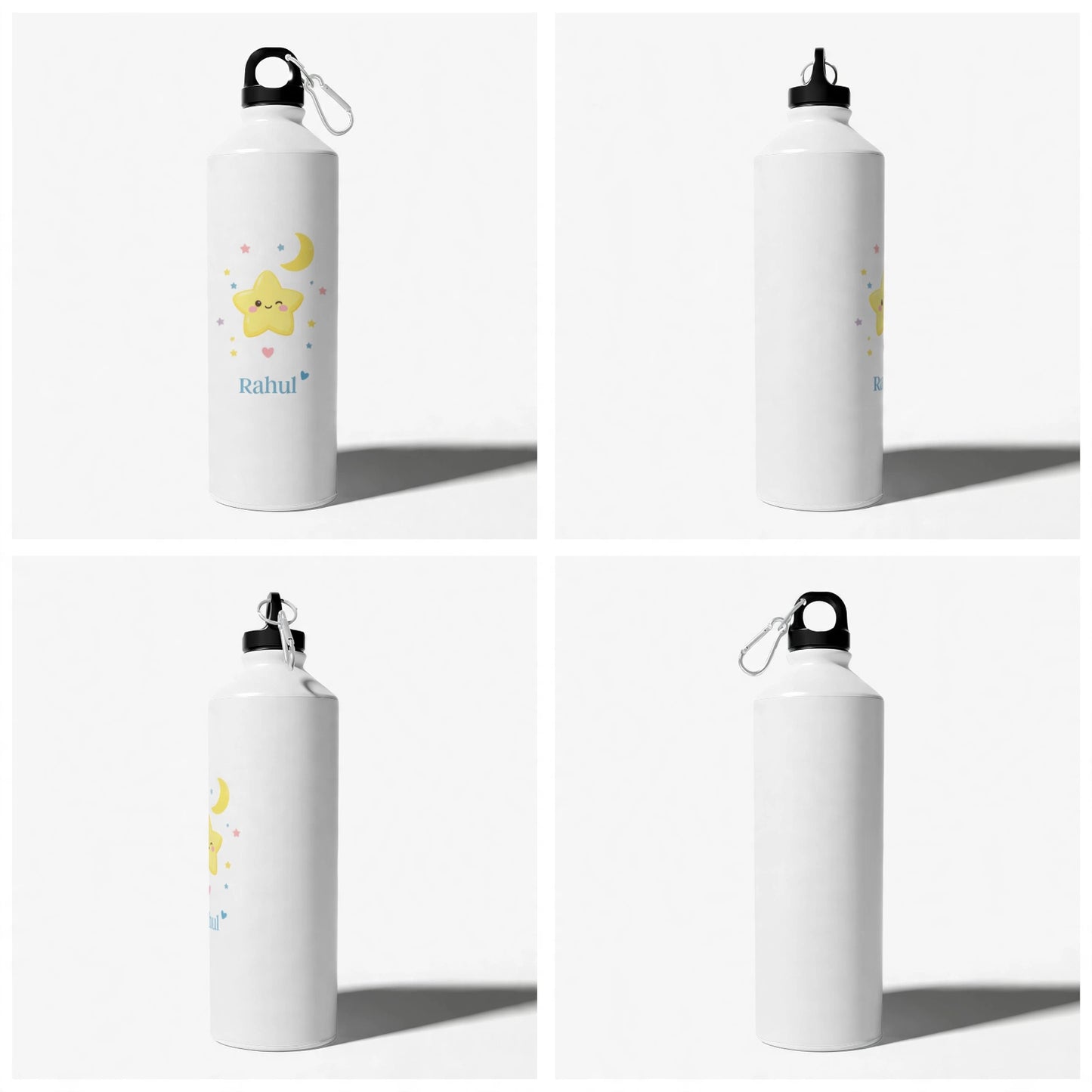 Personalised Name Sipper Water Bottle – Smiley Star Print | 750ml Aluminium Custom Gift