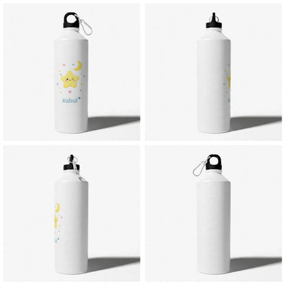Personalised Name Sipper Water Bottle – Smiley Star Print | 750ml Aluminium Custom Gift