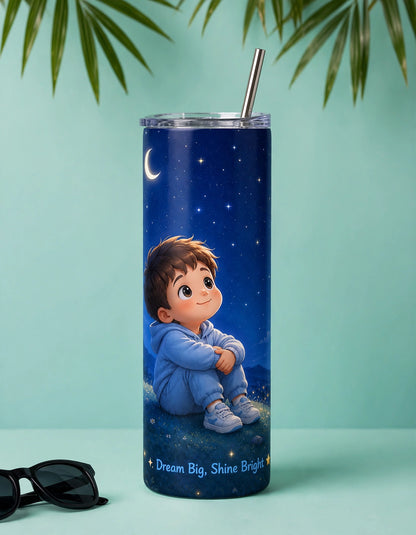 Kids Stainless Steel Tumbler With Straw – Dream Big Shine Bright | Inspirational Gift