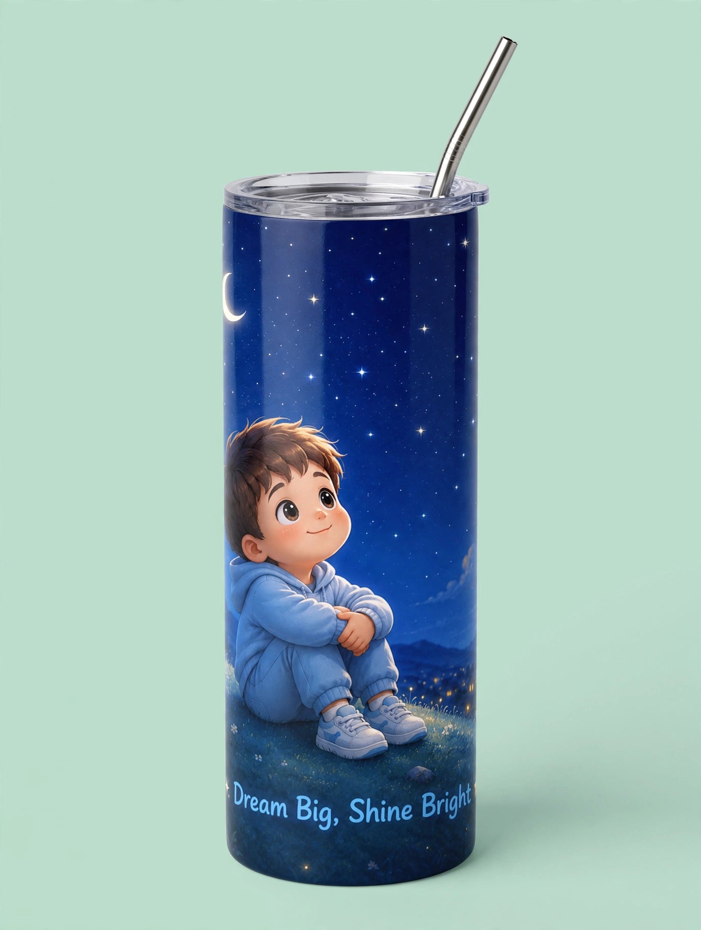 Kids Stainless Steel Tumbler With Straw – Dream Big Shine Bright | Inspirational Gift