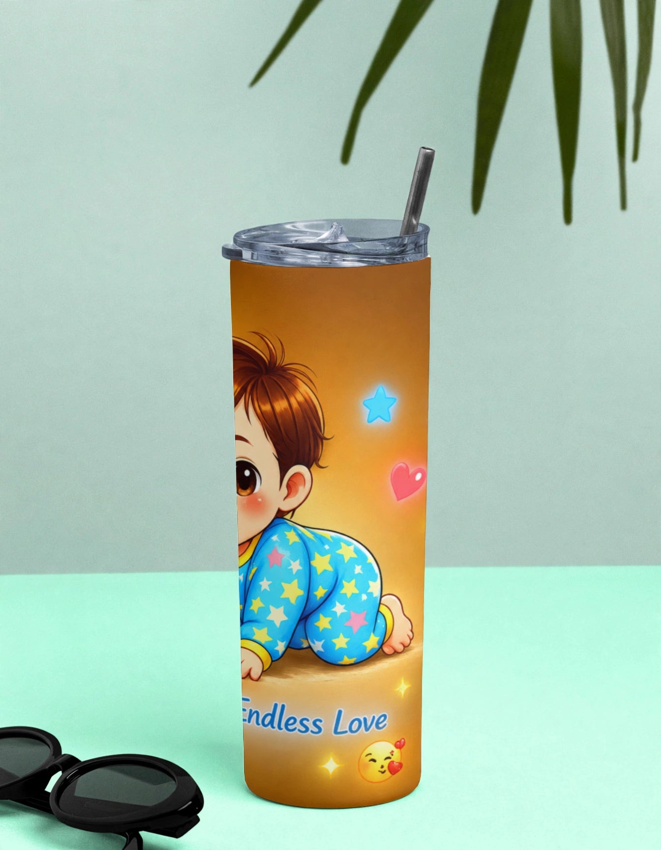 Kids Stainless Steel Tumbler With Straw – Stargazing Boy Dream Big Shine Bright | Inspirational Gift for Boys