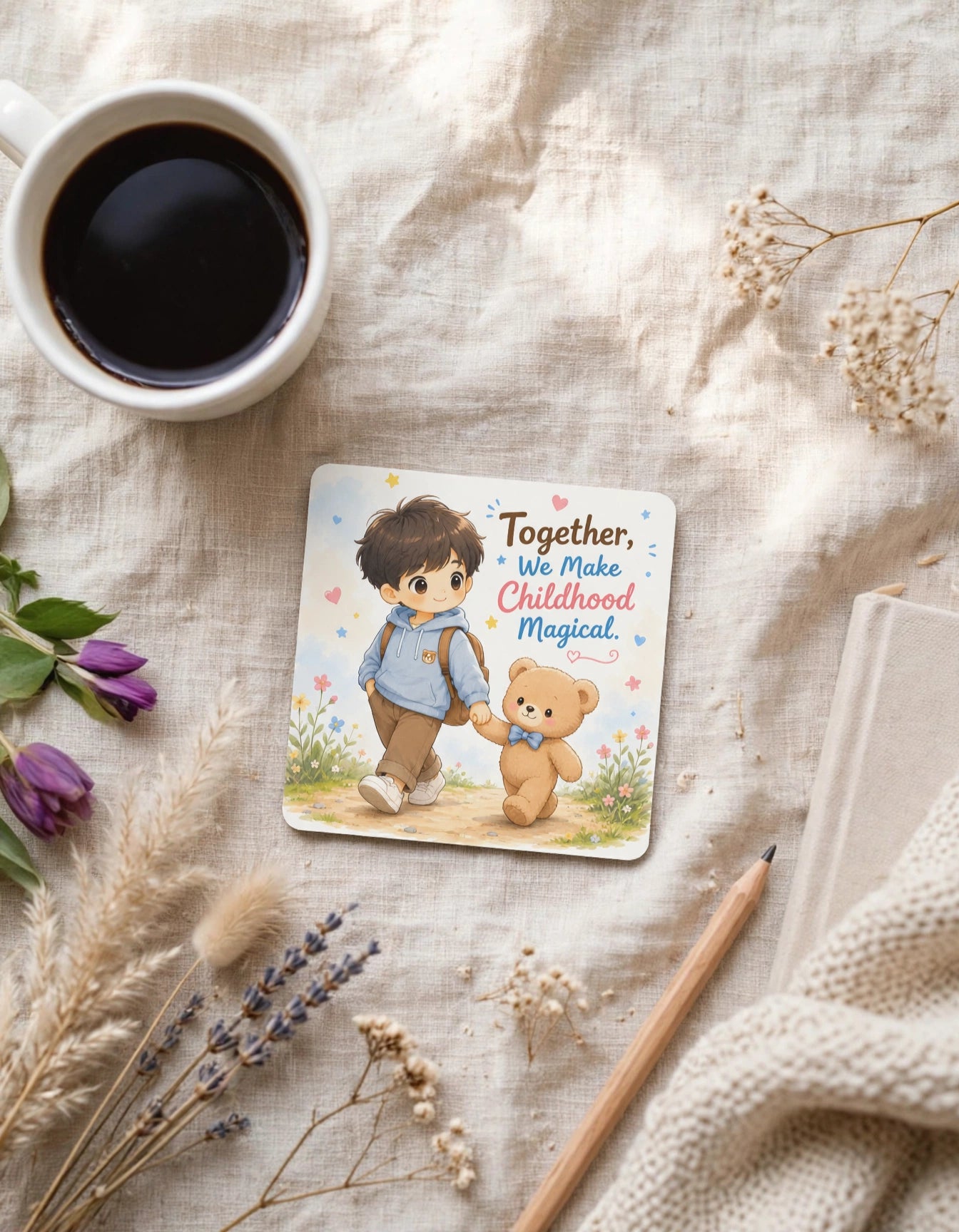 Acrylic Square Coaster – Together We Make Childhood Magical | Kids & Family Home Gift