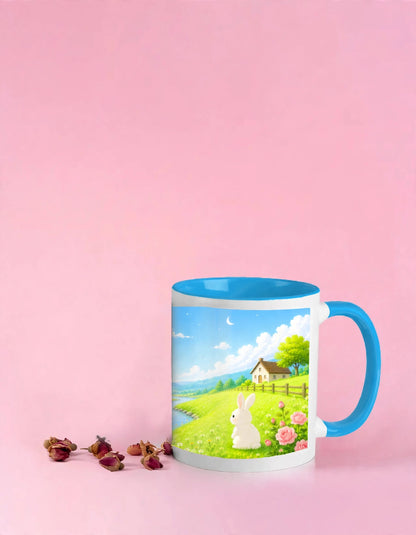 Bunny Meadow Ceramic Coffee Mug – 11oz Cute Nature Gift
