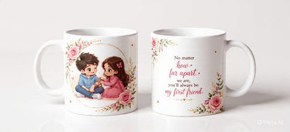 White Ceramic Coffee Mug – My First Friend | Rakhi & Gifting Special | 11oz