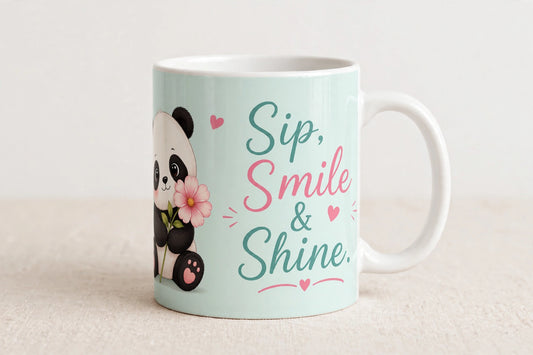 Personalised White Ceramic Coffee Mug – Sip, Smile and Shine | 11oz Gift
