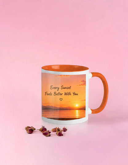 Couple Ceramic Coffee Mug – Every Sunset Feels Better With You | 11oz Romantic Gift