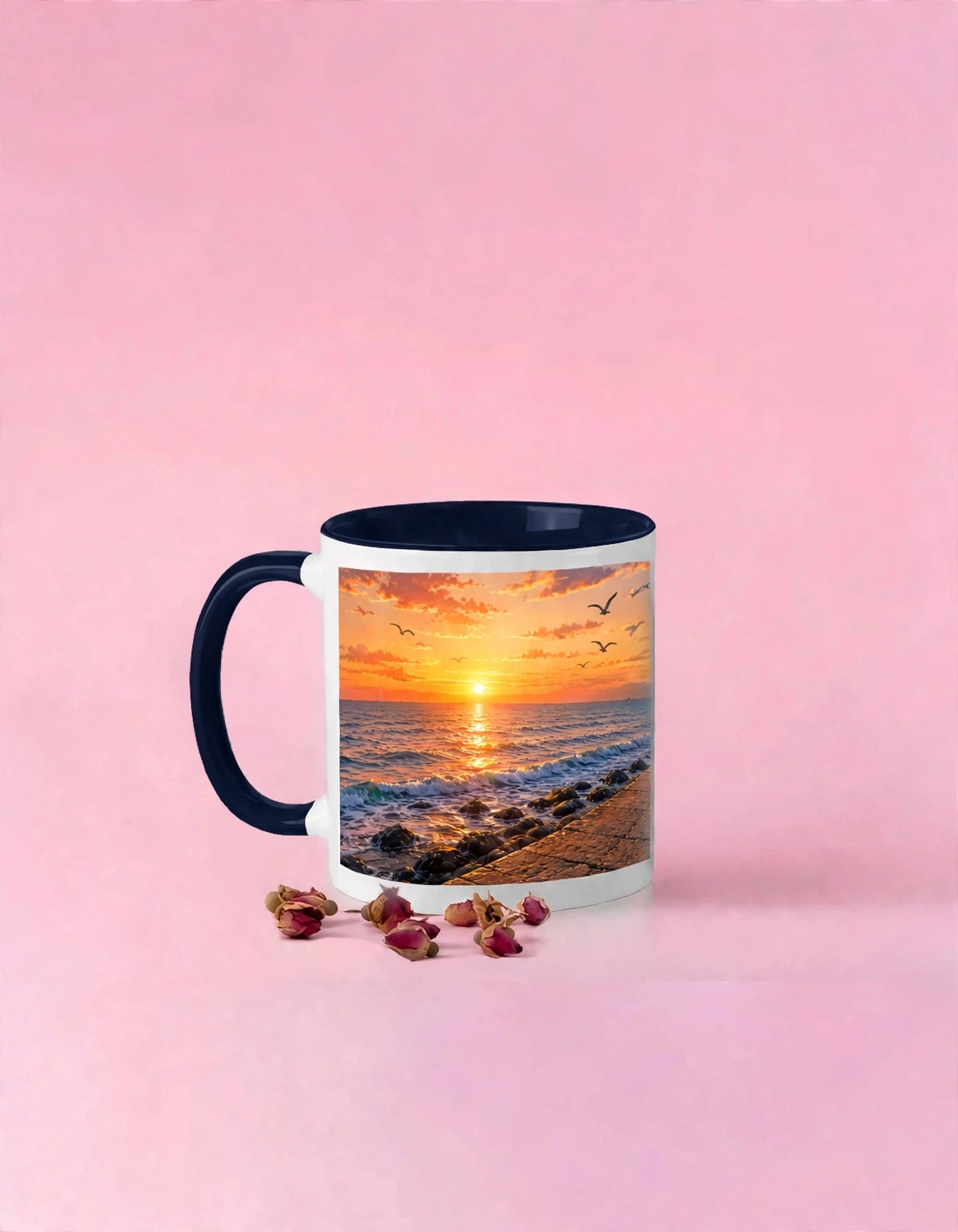 Anime Boy Sunset Ocean Ceramic Coffee Mug – 11oz Dreamy Art Gift