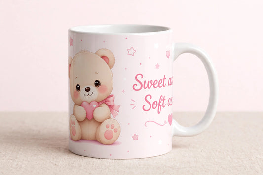 Personalised White Ceramic Coffee Mug – Sweet as a Hug, Soft as Love | 11oz Romantic Gift